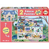 EDUCA Outside/Inside House 2 × 100 pieces - Jigsaw Puzzle
