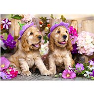 Enjoy Cocker Spaniel puppies with flower hats 1000 pieces - Jigsaw Puzzle