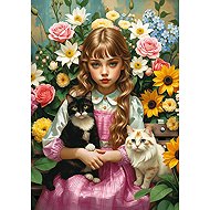 TREFL Puzzle Girl with Cats 1000 Pieces - Jigsaw Puzzle