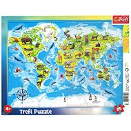 TREFL Puzzle World Map with Animals 25 Pieces - Jigsaw Puzzle