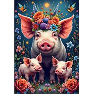 ALIPSON Puzzle Pig family on a walk 1000 pieces - Jigsaw Puzzle