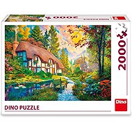 Dino Domek u řeky 2000 dílků - Jigsaw Puzzle