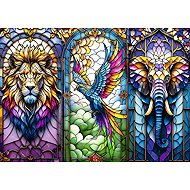 TREFL Puzzle Stained glass with animals 1000 pieces - Jigsaw Puzzle