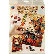 Moxy Kočka 125 dílků se stojánkem - Wooden Puzzle