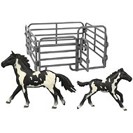 Rappa Set of 2 Black and White Horses with Fence - Figure