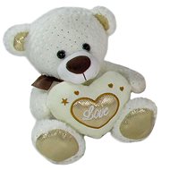 Teddy Bear Heart, White Gold - 17cm - Soft Toy
