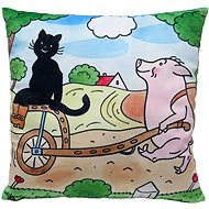 Pillow 30x30 cm, Mikes cat, wheelbarrow - Pillow