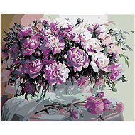 Diamondi - FIALKÉ PIVONY, 40x50 cm, stretched canvas on frame - Diamond Painting