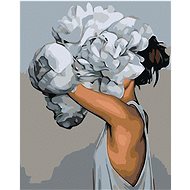 Diamondi - GIRL BEHIND THE FLOWER, 40x50 cm, without frame and without canvas shut off - Diamond Painting