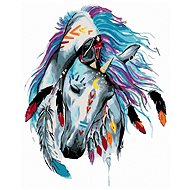 Diamondi - Diamond painting - INDIAN HORSE, 40x50 cm, without frame and without canvas shut off - Diamond Painting