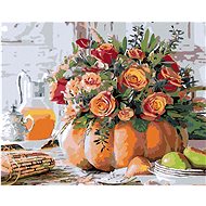 Diamondi - Diamond painting - FLOWERS OF ROSES IN A PUMPKIN, 40x50 cm, without frame and without can - Diamond Painting
