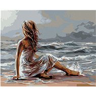 Diamondi - Diamond painting - GIRL AND THE SEA, 40x50 cm, Off canvas on frame - Diamond Painting