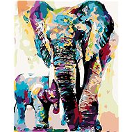 Diamondi - Painting the elephants, 40x50 cm, stretched canvas on frame - Diamond Painting