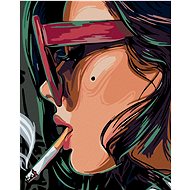 Diamondi - WOMAN WITH A CIGARETTE AND A PIHOE, 40x50 cm, without frame and without shutting off the  - Diamond Painting