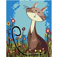 Diamondi - CAT AND LUNAR FLOWERS, 40x50 cm, off canvas on frame - Diamond Painting