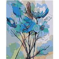 Diamondi - ABSTRACT OF BLUE FLOWERS, 40x50 cm, stretched canvas on frame - Diamond Painting