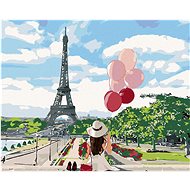 Diamondi - WOMAN WITH BALLOONS IN FRONT OF EIFFELO, 40x50 cm, stretched canvas on frame - Diamond Painting