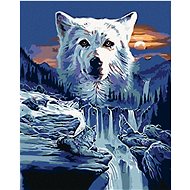 Diamondi - Diamond painting - WOLF AND WATERFLOWERS, 40x50 cm, without frame and without canvas shut - Diamond Painting