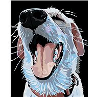 Diamondi - DOG WITH RED CIRCLE, 40x50 cm, off canvas on frame - Diamond Painting
