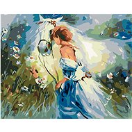 Diamondi - GIRL WITH A WHITE BEAR, 40x50 cm, stretched canvas on frame - Diamond Painting