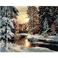 Diamondi - SUNSET OVER THE FOREST, 40x50 cm, without frame and without canvas shut off - Diamond Painting