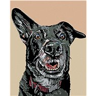 Diamondi - BLACK DOG AND SHARED EAR, 40x50 cm, without frame and without canvas shut off - Diamond Painting