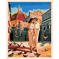 Diamondi - Framed Couple with Pigeons, 40x50 cm, without frame and without canvas - Diamond Painting