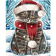 Diamondi - CHRISTMAS CAT, 40x50 cm, stretched canvas on frame - Diamond Painting