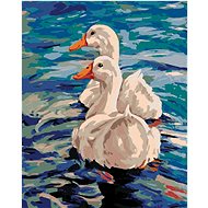 Diamondi - TWO DUCKS ON THE WATER, 40x50 cm, stretched canvas on frame - Diamond Painting
