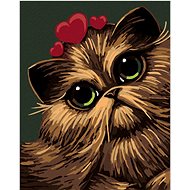 Diamondi - CAT WITH THREE HEARTS, 40x50 cm, without frame and without switching off the canvas - Diamond Painting