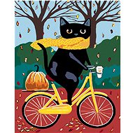 Diamondi - BLACK CAT AND YELLOW WHEEL, 40x50 cm, off canvas on frame - Diamond Painting