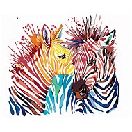 Diamondi - colourful Zebras, 40x50 cm, off canvas on frame - Diamond Painting