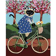 Diamondi - CAT ON A WHEEL, 40x50 cm, stretched canvas on frame - Diamond Painting