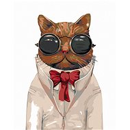Diamondi - Cat in glasses with red paint, 40x50 cm, off canvas on frame - Diamond Painting
