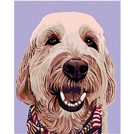 Diamondi - DOG WITH SCARF, 40x50 cm, off canvas on frame - Diamond Painting