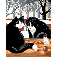 Diamondi - BLACK AND WHITE CATS ON THE PLOT, 40x50 cm, without frame and without shutting off the ca - Diamond Painting
