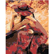 Diamondi - BEAUTIFUL SCREENED WOMAN IN RED, 40x50 cm, without frame and without canvas shut off - Diamond Painting