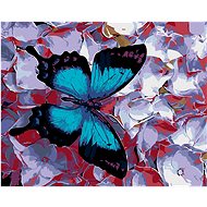 Diamondi - BLUE FLOWER AND BUTTERFLY, 40x50 cm, without frame and without shutting off the canvas - Diamond Painting