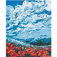 Diamondi - FIELD OF RED FLOWERS, 40x50 cm, without frame and without canvas shut off - Diamond Painting
