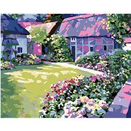 Diamondi - FLOWERS IN THE GARDEN BY THE HOUSE, 40x50 cm, without frame and without switching off the - Diamond Painting