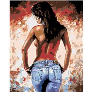 Diamondi - FULL NAKED WOMAN WITH JEANY, 40x50 cm, stretched canvas on frame - Diamond Painting