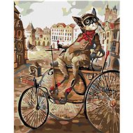 Diamondi - Cat on a tricycle, 40x50 cm, stretched canvas on frame - Diamond Painting