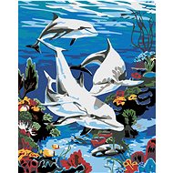 Diamondi - DELPHINES IN THE SEA, 40x50 cm, off canvas on frame - Diamond Painting
