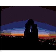 Diamondi - LOVERS AT NIGHT OVER THE CITY, 40x50 cm, stretched canvas on frame - Diamond Painting