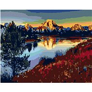 Diamondi - LAKE UNDER THE MOUNTAINS, 40x50 cm, without frame and without canvas shut off - Diamond Painting