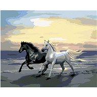 Diamondi - HORSES ON THE BEACH, 40x50 cm, unframed and without canvas shut off - Diamond Painting