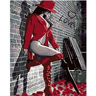 Diamondi - LADY IN RED AND WHITE, 40x50 cm, without frame and without canvas switching off - Diamond Painting