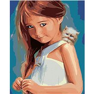 Diamondi - Little girl with a kitten, 40x50 cm, stretched canvas on frame - Diamond Painting