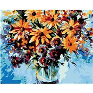 Diamondi - LUCKY FLOWERS AND BLUE BACKGROUND, 40x50 cm, off canvas on frame - Diamond Painting