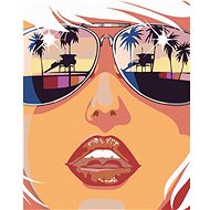 Diamondi - WOMAN IN BRILLIANS AND REFLECTION OF PALMS, 40x50 cm, without frame and without canvas sw - Diamond Painting